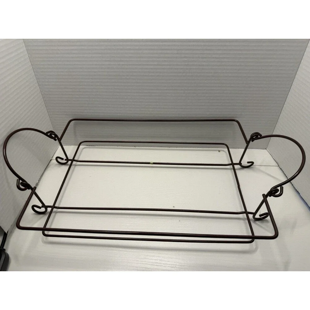 Temp-tations Floral Lace 13x9 Baking Dish Black Brown 4 QT Rack,Lid Hot Plate